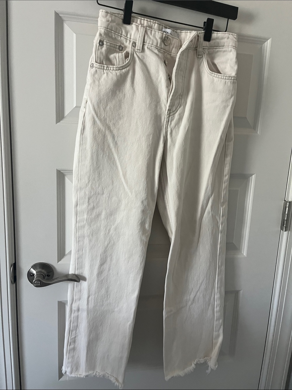 Zara Off-White Straight-Leg Jeans